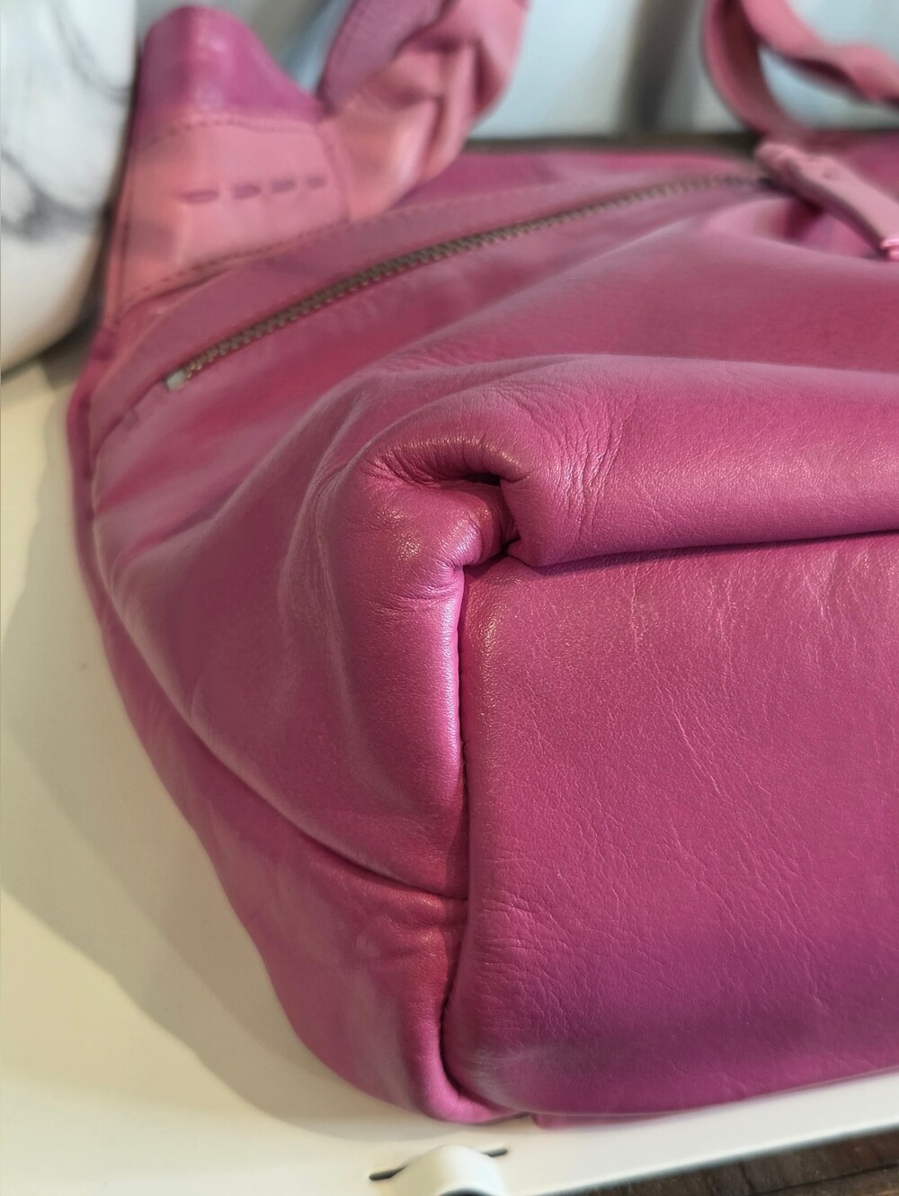 Radley London Pink Leather Whipstitch Tote Shoulder Bag - EUC - Picture 7 of 16